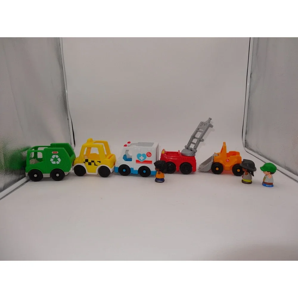 Fisher Price Little People Vehicle Lot of 5 Cars and 3 Figures Multi